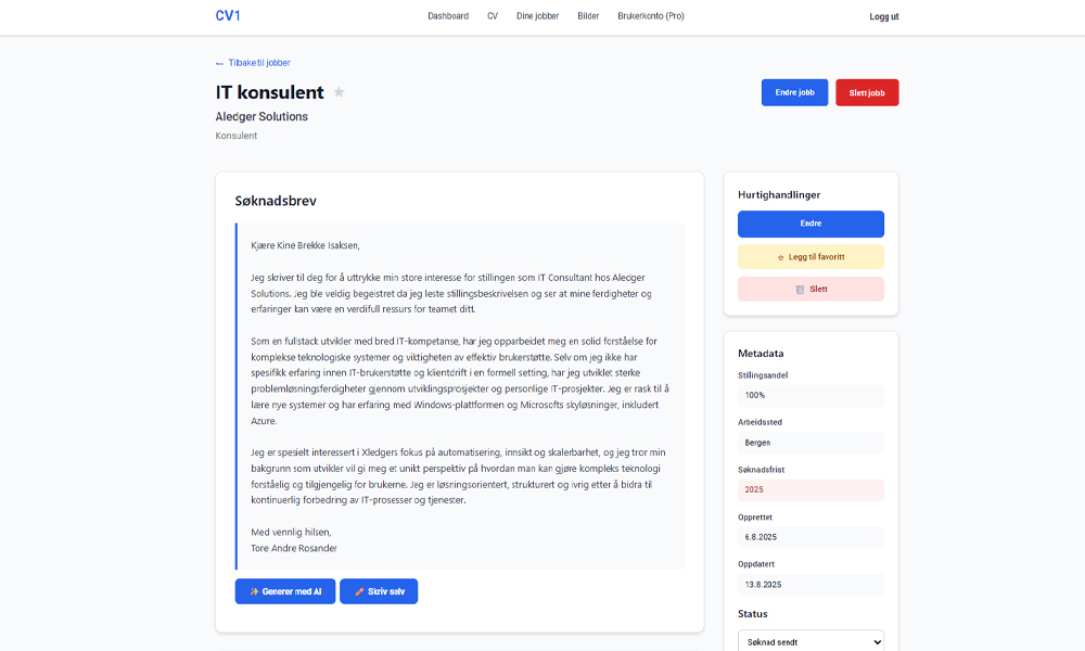 AI søknadsgenerering